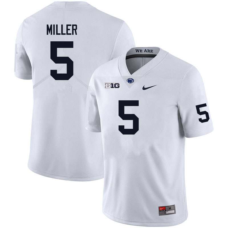 Men #5 Cam Miller Penn State Nittany Lions College Football Jerseys Sale-White